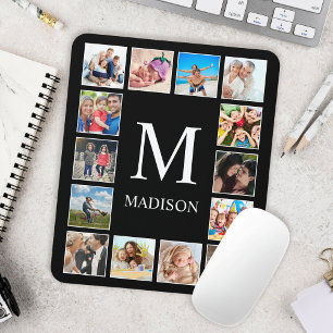 Custom Family Photo Collage Personalized Black Mouse Pad