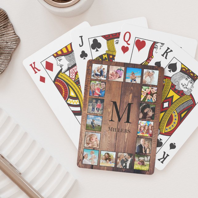 Custom Family Photo Collage Reclaimed Wood Playing Cards (Creator Uploaded)