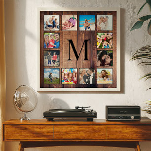 Custom Family Photo Collage Reclaimed Wood Poster