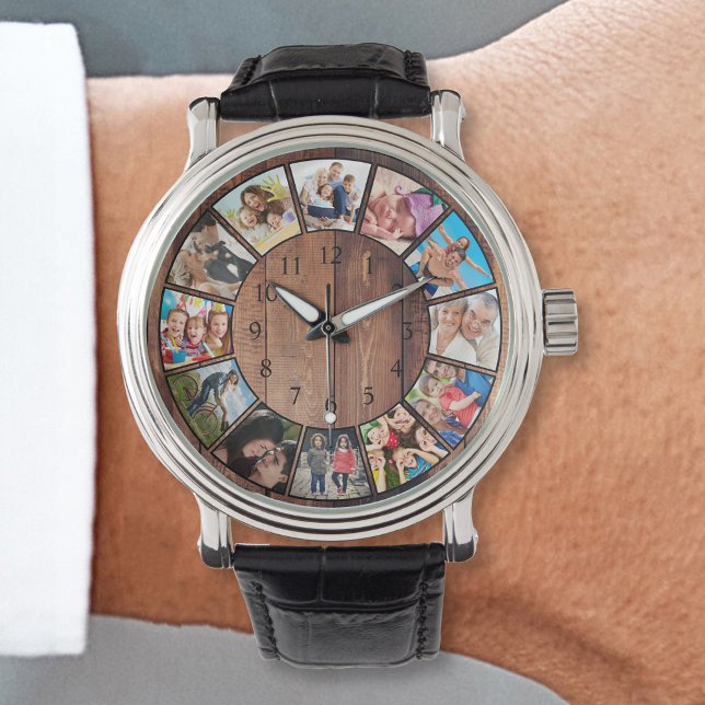 Custom Family Photo Collage Reclaimed Wood Watch (Creator Uploaded)