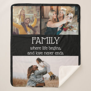 Custom Family Photo Collage Sentimental Quote Sherpa Blanket
