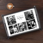 Custom Family Photo Collage Serving Tray<br><div class="desc">Monogrammed family photo collage.</div>