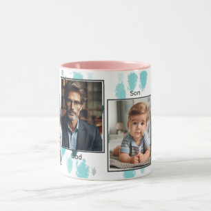 Custom Family Photo Collage Splash Colour Grey Blu Mug