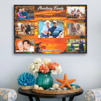 Custom Family Photo Collage Sunset 2584 Art Canvas Print