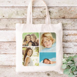 Custom Family Photo Collage Tote Bags<br><div class="desc">Cute personalised tote bag with a square collage of 4 of your custom family photos. Click Customise It to move photos around,  add text and create your own unique one of a kind design. Great gift for family,  friends,  parents,  and grandparents!</div>