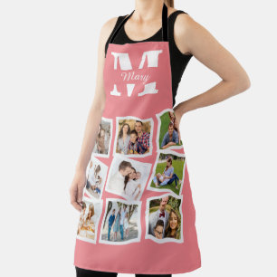 Custom Family Photo Collage with name and monogram Apron