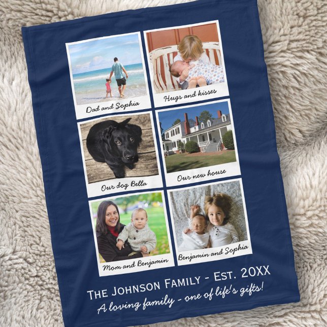 Custom Family Photo Collage Your Colour Choice Fleece Blanket (Creator Uploaded)