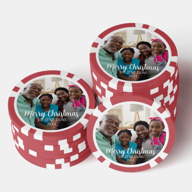 Custom Family Photo Double Sided Christmas Poker Chips (Stack)