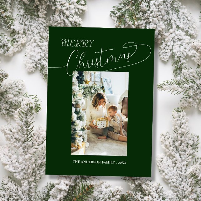 Custom family photo elegant merry christmas Card (Creator Uploaded)