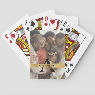 Custom Family Photo Gold Monogram Name Personalize Playing Cards