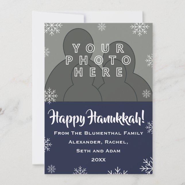 Custom Family Photo | Happy Hanukkah! | Portrait Holiday Card (Front)