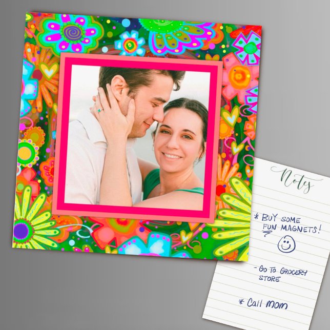 Custom Family Photo Hearts Colourful Floral Yellow (Creator Uploaded)