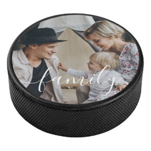 Custom family photo hockey puck