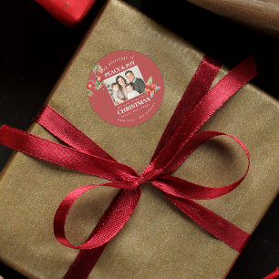 Custom Family Photo Holiday Classic Round Sticker