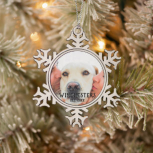 Custom family photo image picture personalised snowflake pewter christmas ornament