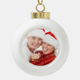 Custom family photo merry Christmas holiday Ceramic Ball Christmas Ornament