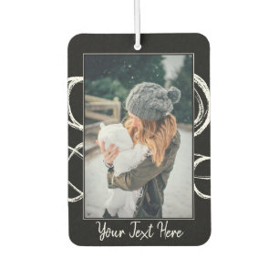 Custom Family Photo Modern Script Black Car Air Freshener