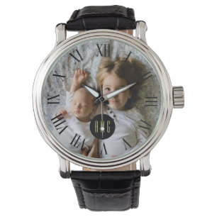 Custom Family Photo   Monogram   Roman Numeral Watch