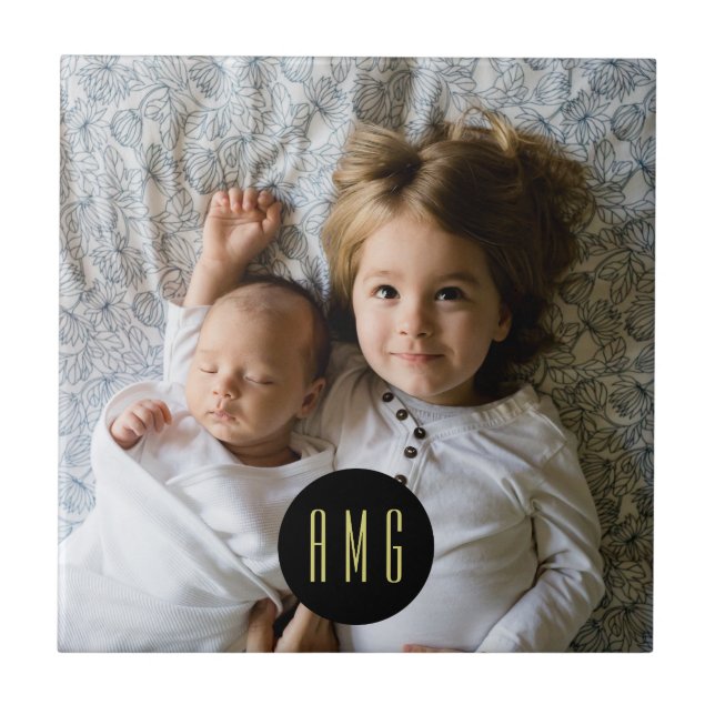 Custom Family Photo | Monogrammed Tile (Front)