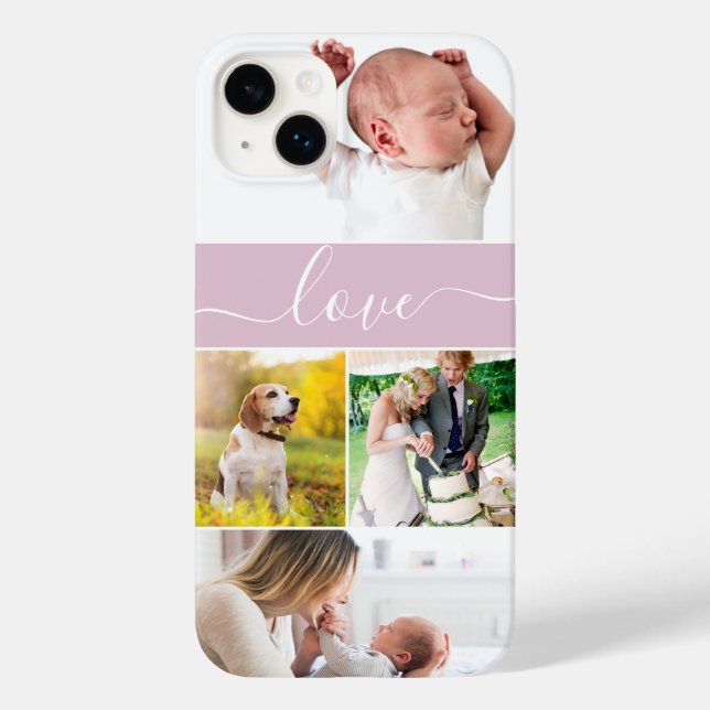 Custom Family Photo Mum Memories Love Script pink Case-Mate iPhone Case (Back)