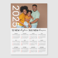 Custom Family Photo Name 2025 Calendar Magnet