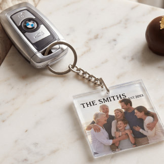 Custom Family Photo & Name Acrylic Key Ring