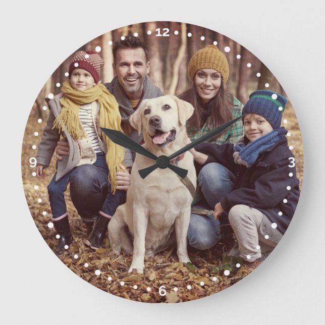 Custom Family Photo Overlay Large Clock (Front)
