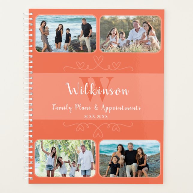 Custom Family Photo Peach Design Appointment Planner (Front)