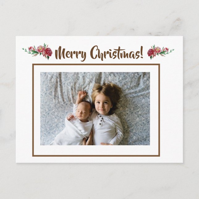 Custom Family Photo Personalised Christmas Greetin Postcard (Front)