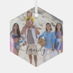 Custom Family Photo Personalised Glass Tree Decoration