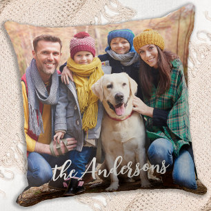 Custom Family Photo Personalised Modern Christmas  Cushion