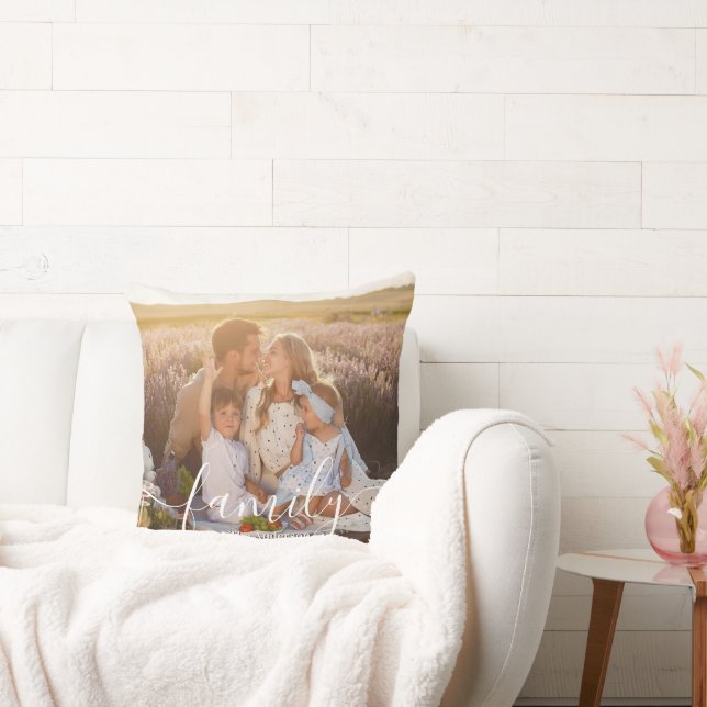 Custom Family Photo - Personalized Last Name  Cushion (Couch)