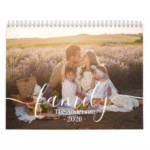 Custom Family Photo Personalized Light Grey Calendar