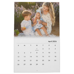 Custom Family Photo Personalized Light Grey Calendar