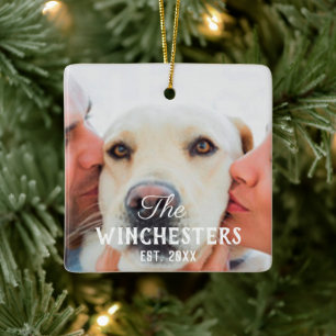 Custom family photo picture prayer message quote ceramic ornament