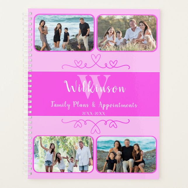Custom Family Photo Pink Design Appointment Planner (Front)