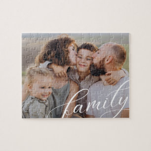 Custom Family Photo Script Jigsaw Puzzle