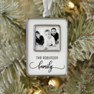 CUSTOM FAMILY PHOTO SILVER PLATED FRAMED ORNAMENT