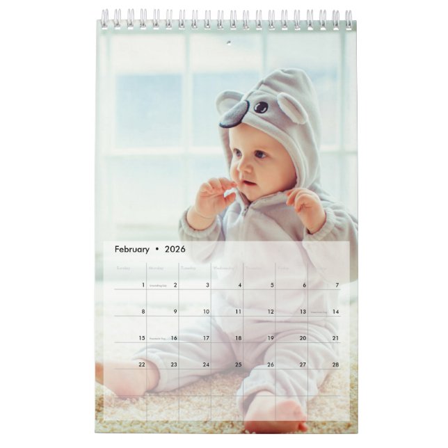 Custom Family Photo Single Page Layout Calendar (Feb 2026)