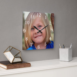 Custom Family Photo Square Wall Clock