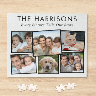 Custom Family Photo Story Collage Jigsaw Puzzle