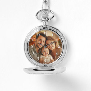 Custom family photo summer vacation text pocket watch