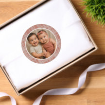 Custom Family Photo Terracotta Beige Plaid Holiday