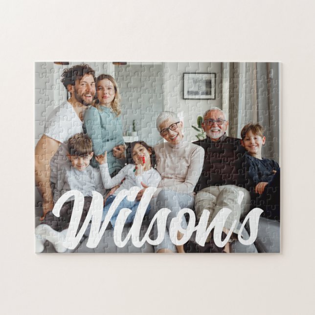 Custom Family Photo Text Jigsaw Puzzle (Horizontal)