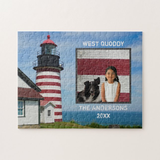 Custom Family Photo West Quoddy Lighthouse Jigsaw Puzzle (Horizontal)
