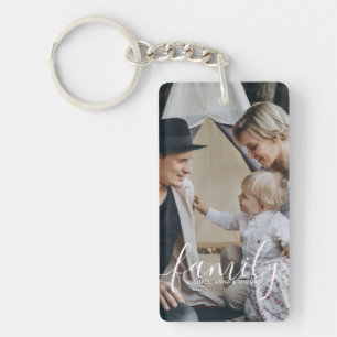 Custom family photo with custom name key ring