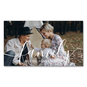Custom family photo with custom name magnetic business card