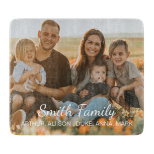 Custom family photo with custom names    cutting board