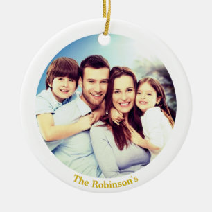 Custom Family Photo with White Frame Personalised Ceramic Tree Decoration