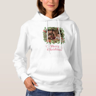 Custom Family Photo Wreath Merry Christmas Hoodie